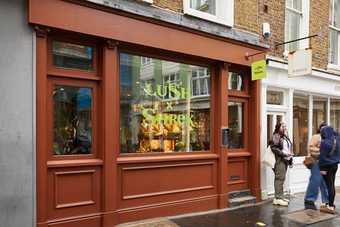 Lush’s Shrek pop-up at Beak Street, London